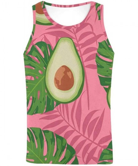 Undershirts Men's Muscle Gym Workout Training Sleeveless Tank Top Exotic Avocado and Leaves - Multi1 - CV19DLQ5OR3