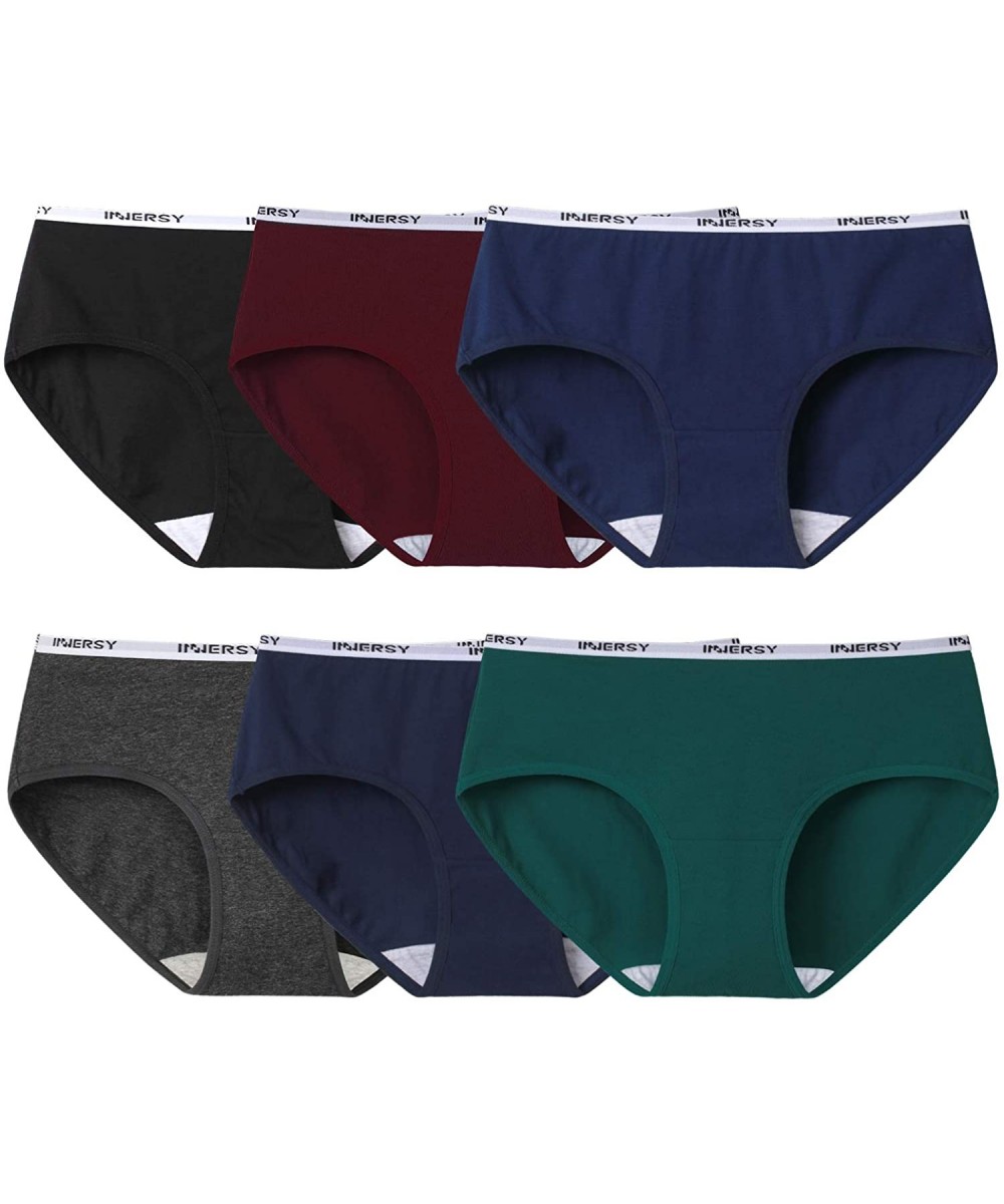 Panties Womens Underwear Hipster Panties Cotton Low Rise Briefs Pack of 6 - Dark - C918NU74564