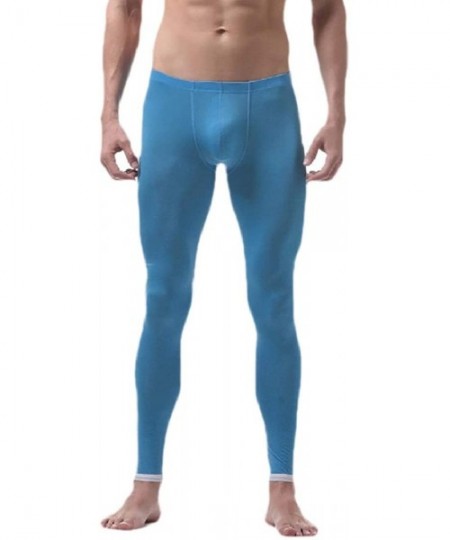 Thermal Underwear Men Leggings Baselayer Thermal Thin Thermal Bottom Long Underwear Pants - Blue - CH193ZKCT97