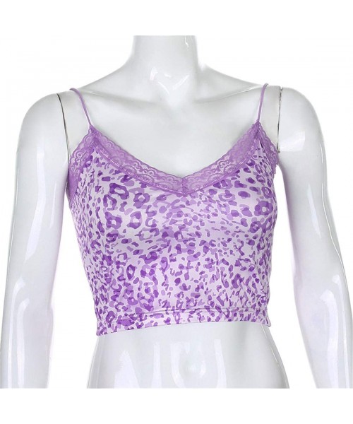 Camisoles & Tanks Womens Sexy Lace Camisole Tops Velvet V Neck Camis Tank Tops - B-purple - CO19D3GR4K4