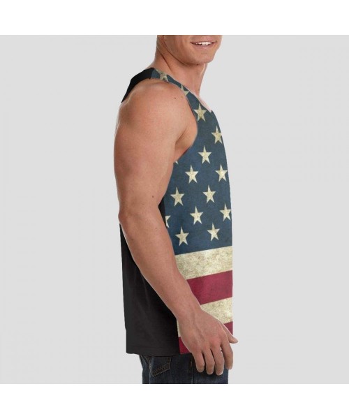 Undershirts Men's Soft Tank Tops Novelty 3D Printed Gym Workout Athletic Undershirt - Vintage American Flag - CZ19D8D5NKU
