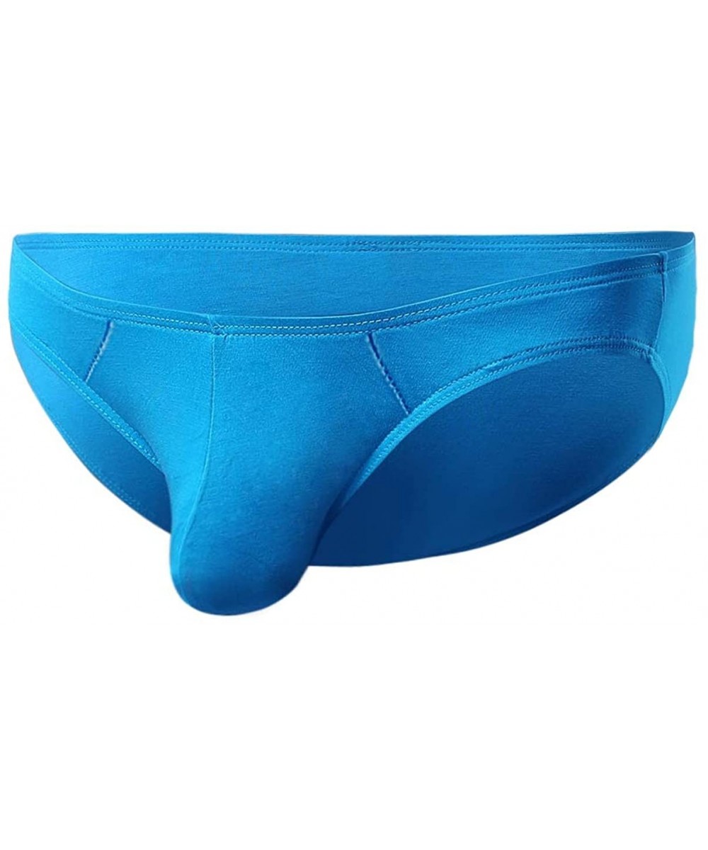 Briefs Men's Modal Stretchy Bikini Low Rise Soft Briefs Underwear - Blue - C11944X3SND