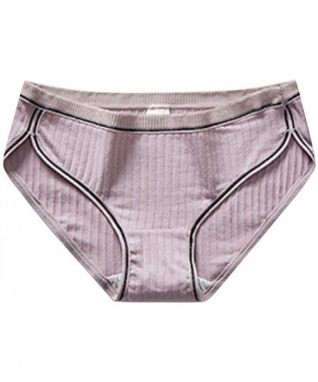 Shapewear Sexy Underwear- Women Sexy Pure Cotton Knickers Sexy Breathable Thread Underpants Underwear - Gray - C118XEX3E08