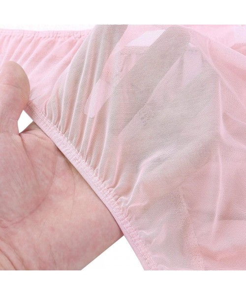 Bikinis Men's Sheer Mesh See Through Lingerie Breathable Triangle Bikini Briefs Underwear - Pink - CL18G3WOHD9