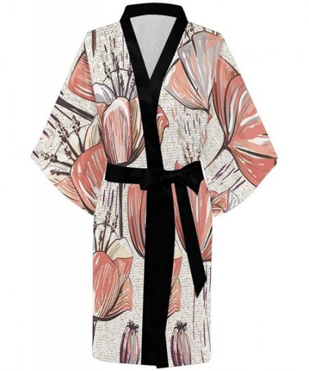 Robes Custom Colorful Tulips Art Women Kimono Robes Beach Cover Up for Parties Wedding (XS-2XL) - Multi 1 - CH194ZT9M5K