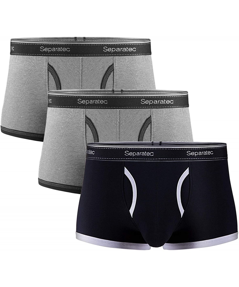 Trunks Men's Underwear Colorful Comfortable Soft Cotton Stretch Trunks 3 Pack - Version B black*1/Black Stripe*2 - C71927HDDQ5