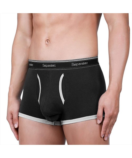 Trunks Men's Underwear Colorful Comfortable Soft Cotton Stretch Trunks 3 Pack - Version B black*1/Black Stripe*2 - C71927HDDQ5
