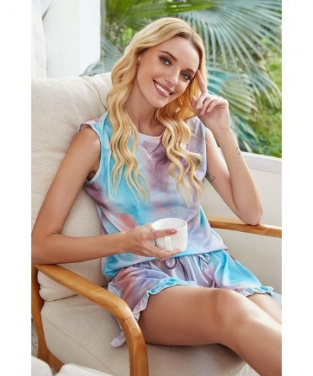 Sets Womens Pajama Set Tie Dye Leopard Print Sleeveless Tank Top Elastic Waist Shorts Pjs Sleepwear Loungewear Type 2 - CB19D...