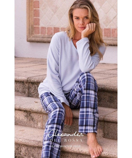 Sets Women's Warm Fleece Pajamas- Long V Neck Pj Set - Purple Nordic Christmas With Purple Trim - CD17X3H0302
