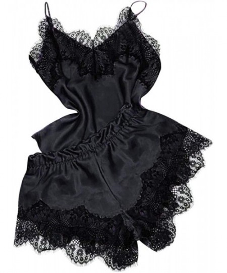 Bustiers & Corsets Women Sexy Lace Sleepwear Lingerie Temptation Babydoll Underwear Loose Floral Nightdress - Black - CJ18RYA...
