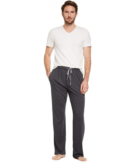 Sleep Bottoms Comfortable Jersey Cotton Knit Pajama Lounge Sleep Pants - Charcoal - CH12O3OXZZB