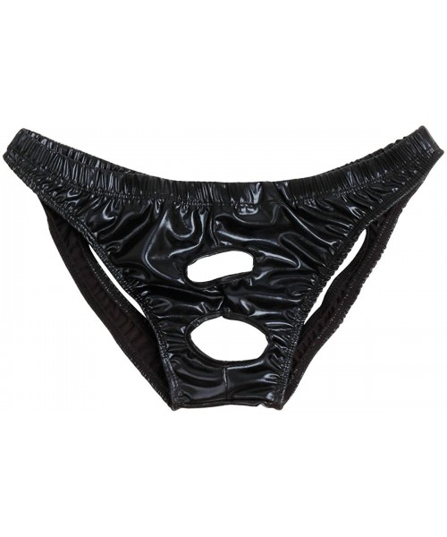 Briefs Men's Patent Leather Bikini Briefs Jockstrap Gay Open Butt Underwear - CM12KSXR8QT