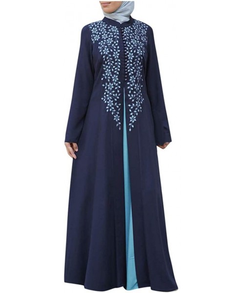 Robes Muslim Dresses Women Plus Size Print Dubai Kaftan Arab Abaya Islamic Long Sleeve Maxi Dresses Lace Stitching Maxi Dress...