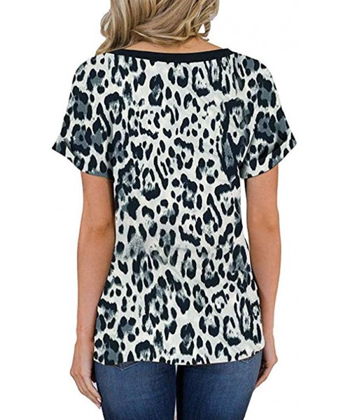 Baby Dolls & Chemises Women Classic Shirt Fashion Solid Color Splice Leopard Pocket Casual Printed Tops Blouse Tunics - Gray ...