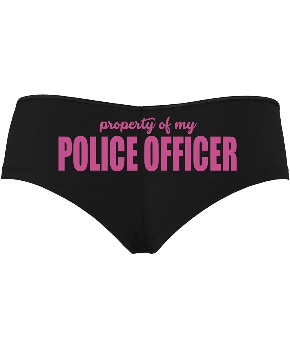 Panties Property of My Police Officer Leo Wife Black Boyshort Panties - Raspberry - C5195HEZTD5