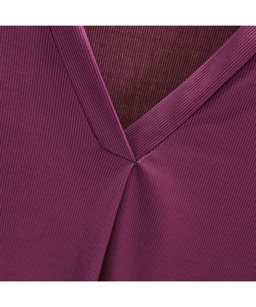 Sets Women's Shorts Pajama Set Short Sleeve V-Neck Sleepwear Tops Nightwear Pjs - Purple - CR1907URGDE