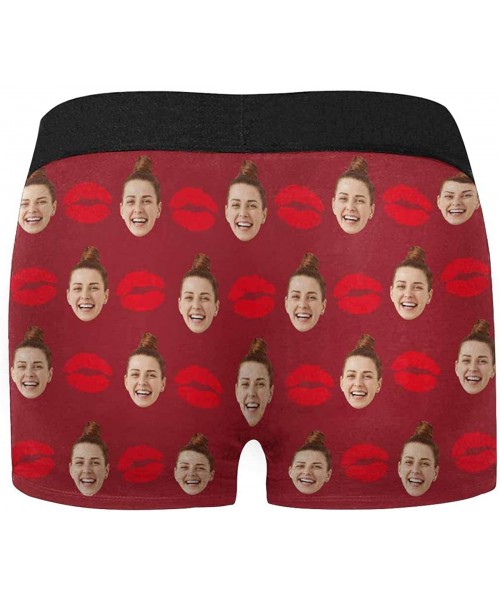 Boxer Briefs Custom Face Boxers This Belongs to Me Red Lips White Personalized Face Briefs Underwear for Men - Multi 13 - C31...