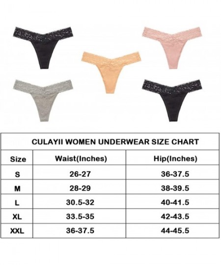 Panties Womens Cotton Thong Underwear Pack Lace Sexy Breathable Bikini Panties Soft Stretch T-Back Hollow Out - 6 Pack(black*...