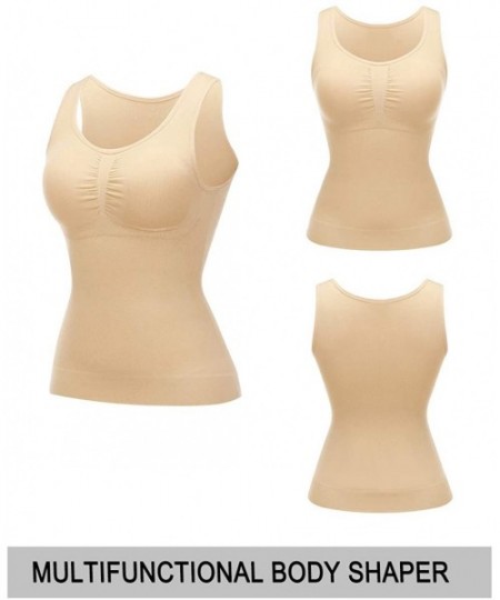 Shapewear Women Cami Shapewear Tank Top Seamless Body Shaper Camisole Tummy Control Shaper - Nude - C318NNNREN6