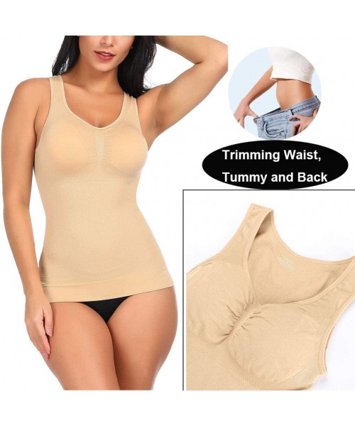 Shapewear Women Cami Shapewear Tank Top Seamless Body Shaper Camisole Tummy Control Shaper - Nude - C318NNNREN6