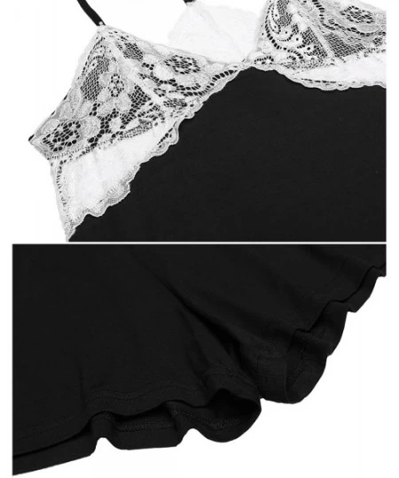 Sets Lace Tank Top and Shorts Pajama Set Sexy Sleepwear for Women - Black - CW186E6U5EK
