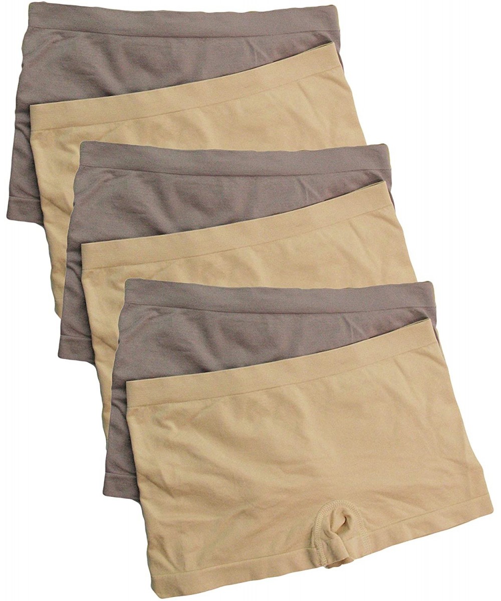Panties Women's Seamless Boyshorts Panties Stretchy- Classy- Sexy (Multi Pack of 6) (3Black3Taupe-6pk) - CD185822KC2
