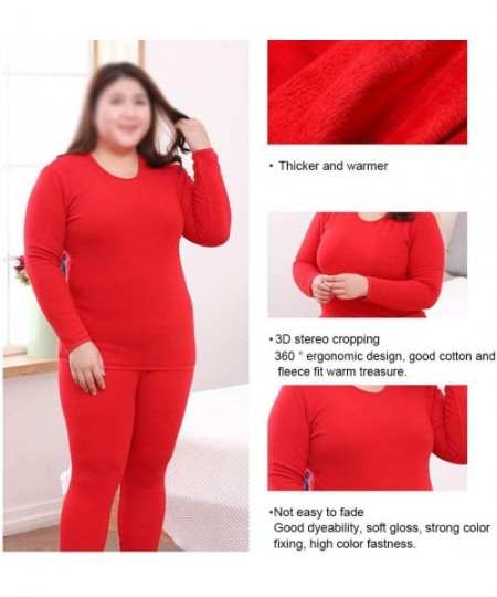 Thermal Underwear Women's Thermal Underwear Set- Ultra-Soft Long Johns Set Plus Velvet Winter Warm Top & Bottom-red-3XL - Red...