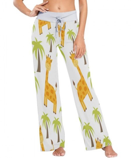 Bottoms Summer Palm Tree Giraffe Women's Pajama Lounge Pants Casual Stretch Pants Wide Leg - C41985DKMIS