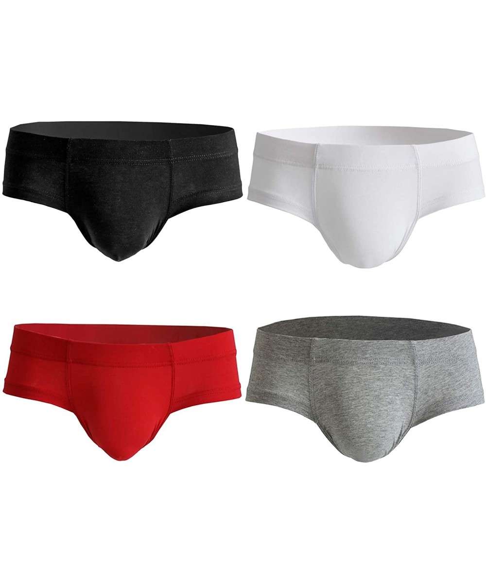 Briefs Men's Stretch Low Rise Cotton Underwear Briefs Pack - 4-pack Mixed Color - C21869E6TEX