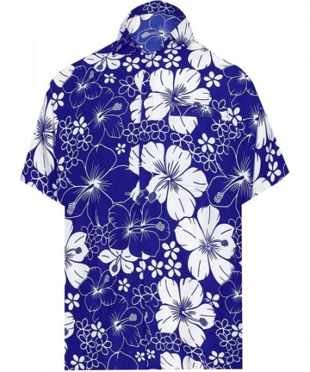 Nightgowns & Sleepshirts Men's Relaxed Short Sleeve Button Down Casual Hawaiian Shirt Printed D - Blue_aa225 - CK18AWQLADL