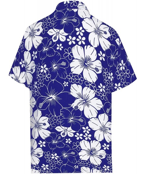 Nightgowns & Sleepshirts Men's Relaxed Short Sleeve Button Down Casual Hawaiian Shirt Printed D - Blue_aa225 - CK18AWQLADL