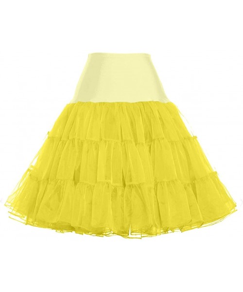 Slips Women's Petticoat Vintage Swing Dress Crinoline Underskirt Tutu Skirt - Yellow - CP18SMK46KT