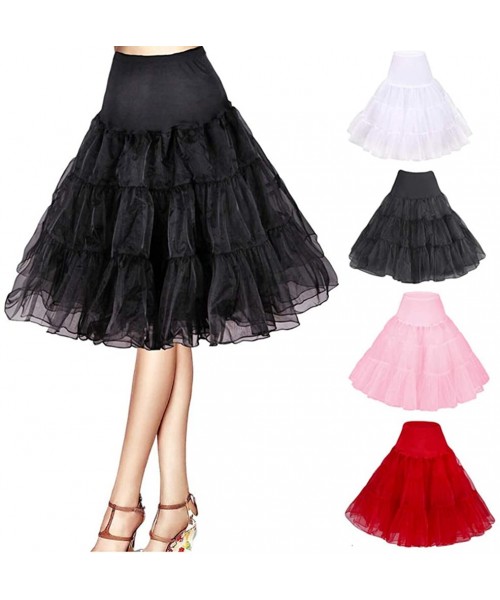 Slips Women's Petticoat Vintage Swing Dress Crinoline Underskirt Tutu Skirt - Yellow - CP18SMK46KT