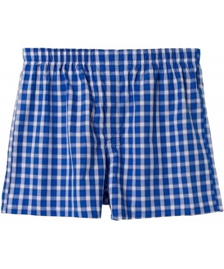 Boxers Mens Bodywear Men's Soft Underwear Soft Cotton Boxers- Woven Boxer Shorts- Boxer Briefs - Check Print Blue a - CZ1965H...