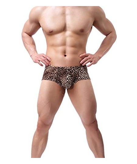 G-Strings & Thongs Sexy Men's Mini Low Waist Small Boxer Underwear Leopard Underwear Bulge Pouch Underpants - 3bronze - C419C...