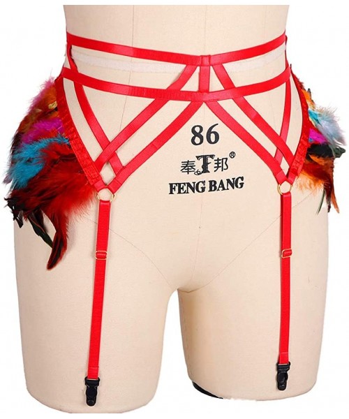 Garters & Garter Belts Women's Punk Garter Belt Gothic Feather Harness Leg Stockings Adjusting Strap Harajuku Festival Carniv...