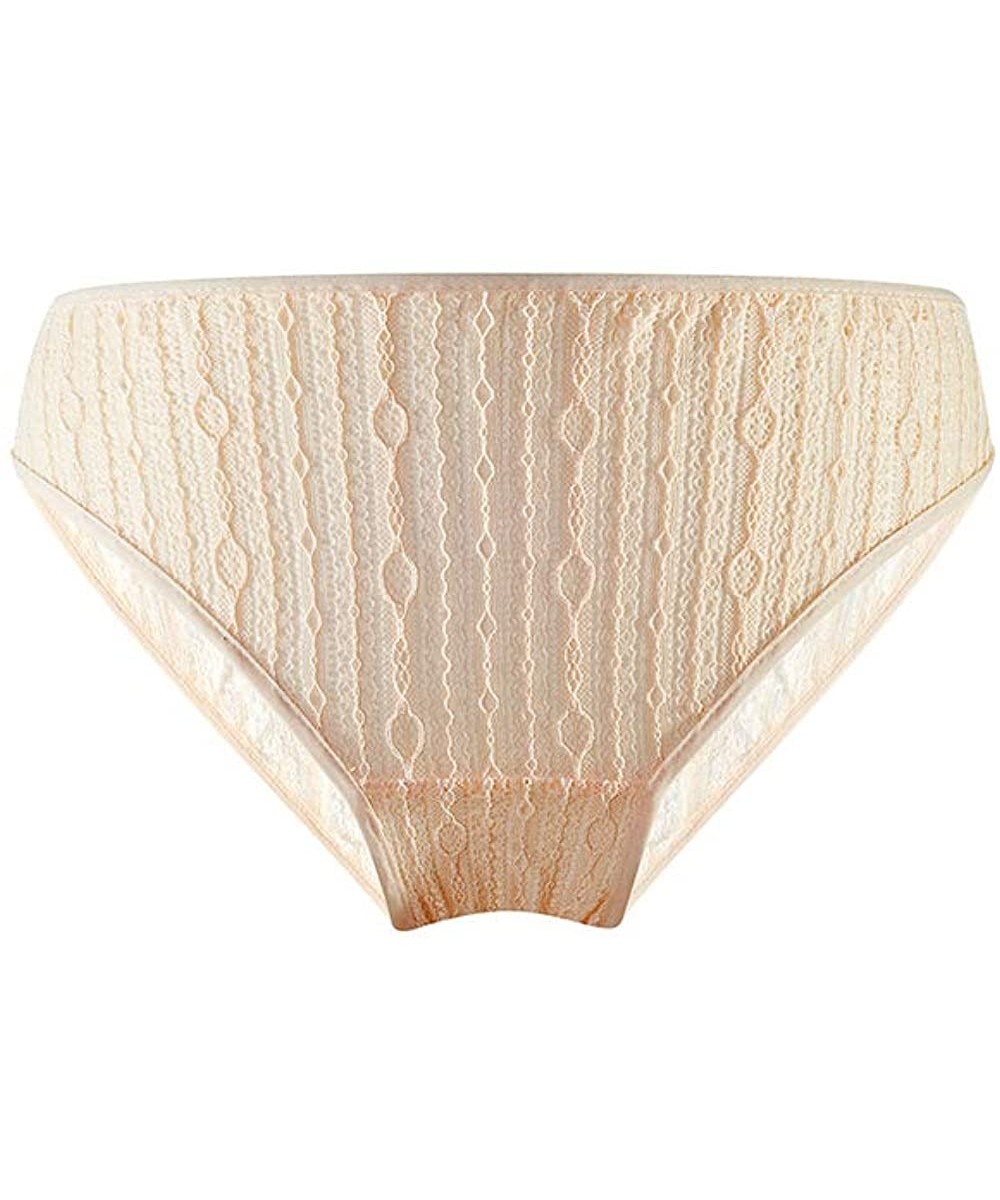 Panties Womens Silk Panty Briefs Lace Underpants Sexy Sheer Underwear - Nude - C218KNTC655