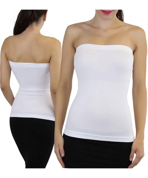 Camisoles & Tanks Women's Sexy Sleek & Slimming Layering Bandeau Strapless Tube Top - 3 Pack - Black/White/Beige - CX17WY5W69G