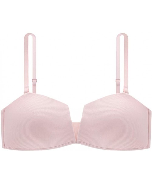 Bras Women's Comfortable Wire Free Push Up Petite Bra for Small Size - Pink - C6190OSA3IT