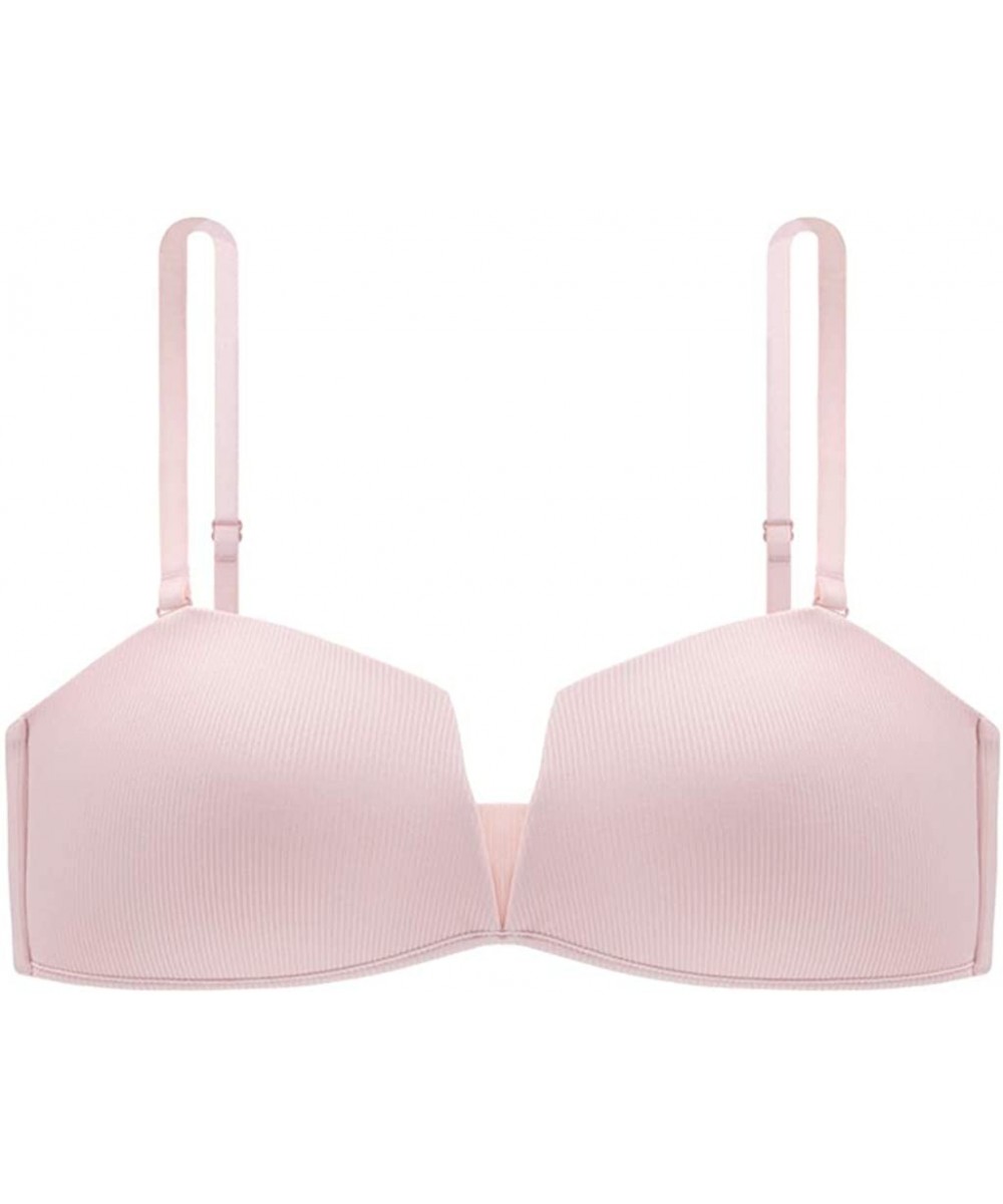 Bras Women's Comfortable Wire Free Push Up Petite Bra for Small Size - Pink - C6190OSA3IT