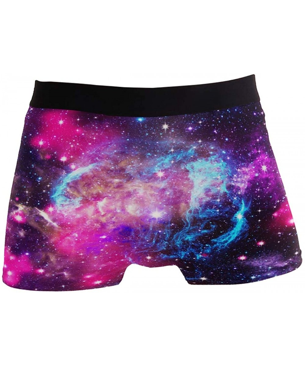 Boxer Briefs Galaxy Nebula Mens Boxer Briefs Underwear Breathable Stretch Boxer Trunk with Pouch - Purple - CK18NEKTRGR
