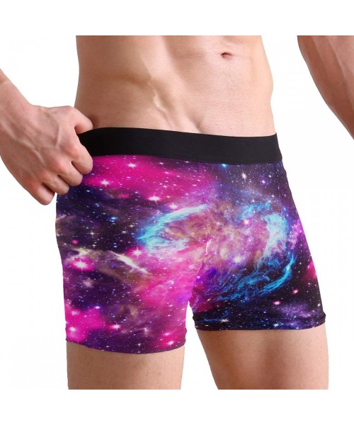 Boxer Briefs Galaxy Nebula Mens Boxer Briefs Underwear Breathable Stretch Boxer Trunk with Pouch - Purple - CK18NEKTRGR
