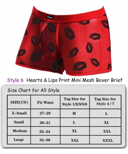 Boxer Briefs Men's Underwear Sexy Mesh Breathable Boxer Briefs Low Rise Cool Boxers Pack Set - Style 6 Red/Lips 1 Pcs - CH18Q...