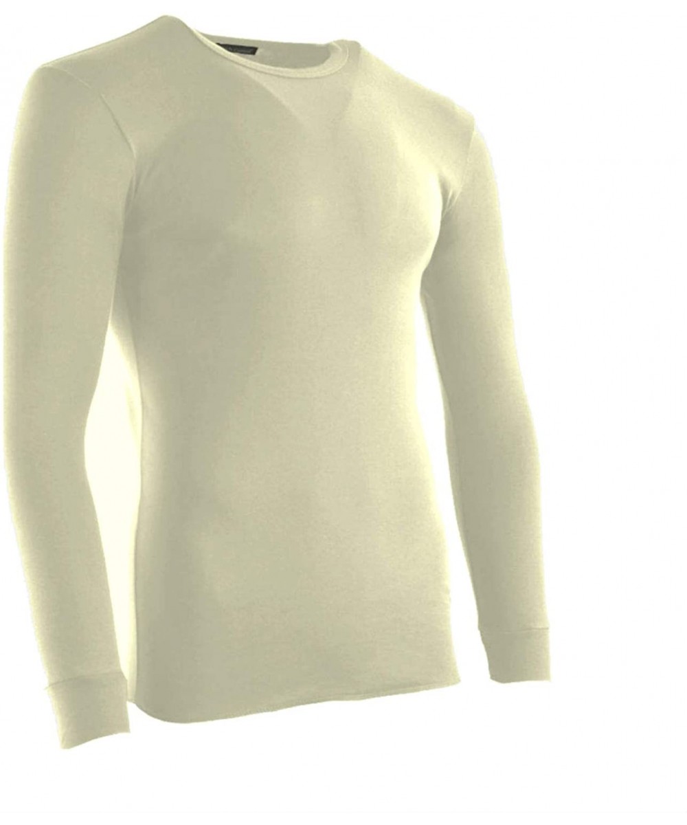 Undershirts Flat Base Layer Crew Neck Thermal Rib Fitted Long Sleeve Round Neck Slim Fit Soft Cotton Lightweight Thermal - Of...