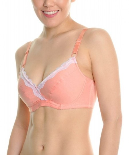 Bras Women's Cotton Soft Cup Bras with Lace Trim (3-Pack) - CR18CY0CQQ2