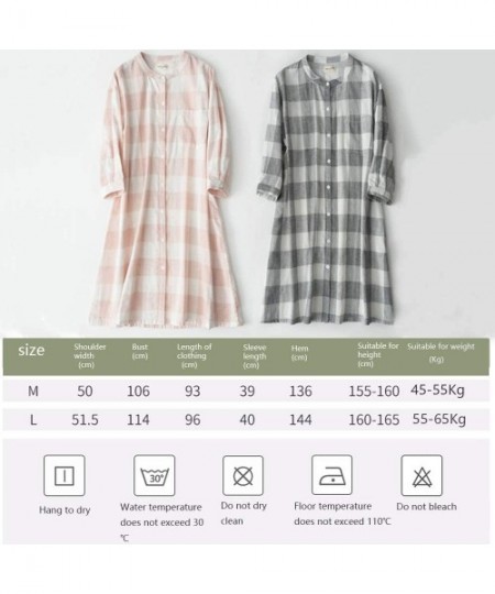 Nightgowns & Sleepshirts Spring and Summer Cotton Nightdress- Non-Printed Lattice 3/4 Sleeve Nightdress- Cotton Gauze Skirt C...