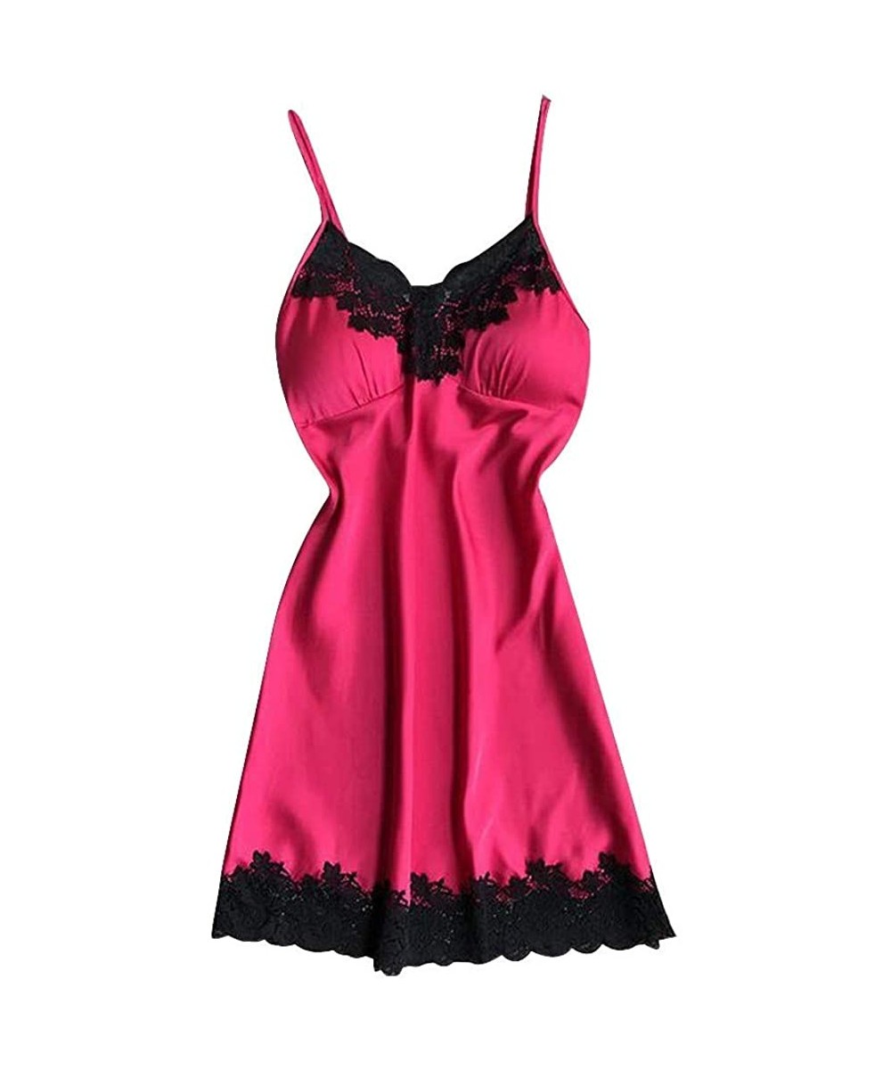 Baby Dolls & Chemises Women's Sexy Lingerie Nightdress-Laides Plus Size Nightgown Babydoll Nightwear with Chest Pads - Hot Pi...