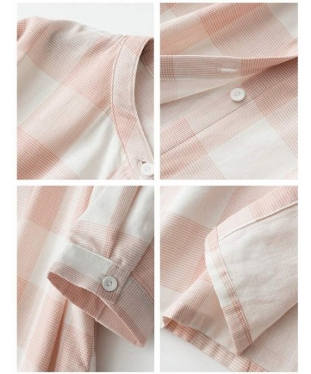 Nightgowns & Sleepshirts Spring and Summer Cotton Nightdress- Non-Printed Lattice 3/4 Sleeve Nightdress- Cotton Gauze Skirt C...