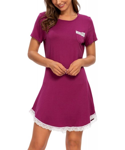 Nightgowns & Sleepshirts Sleep Shirts for Women Sexy Nightshirts Dress Short Sleeve T Shirt Nightgowns Night Shirt Lace Sleep...