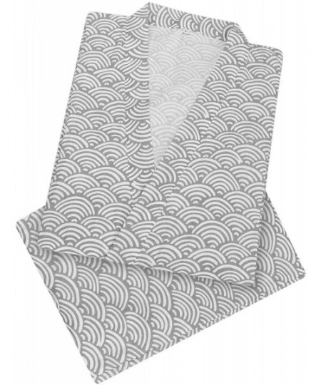 Robes Kimono Robe for Both Men and Women Bathrobe Sleepwear Nightgown Unisex - Light Grey Wave Set - CY18ZEKWZN8
